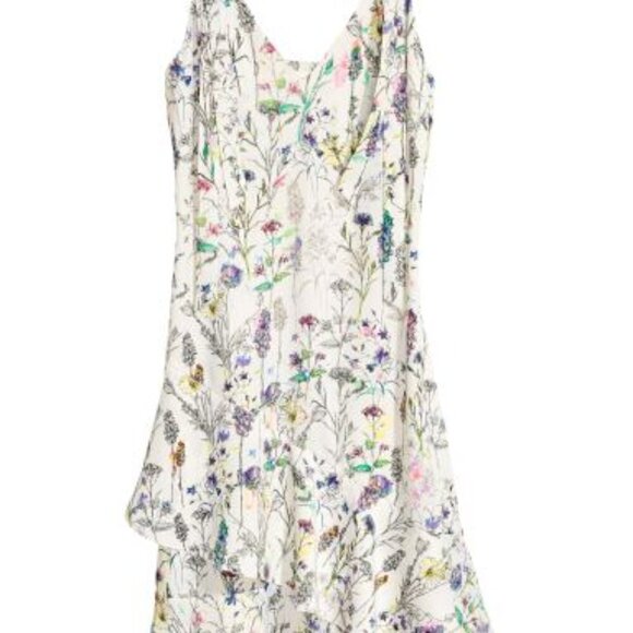 H&M SUMMER DRESS Size 4 Natural white/Floral Crêpe Knee-length - Picture 11 of 16
